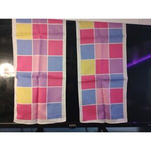 Vintage 1970s Made in Japan Pastel Geometric Scarf 8"x52" – Color Block Grid...